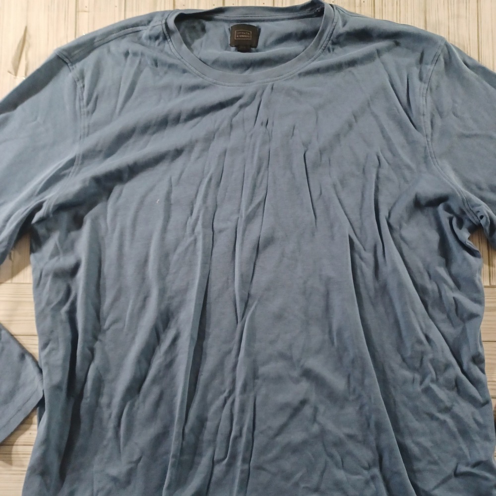 14th & Union Mens Long Sleeve Crew Neck T-Shirt Slate Blue Size 2XL